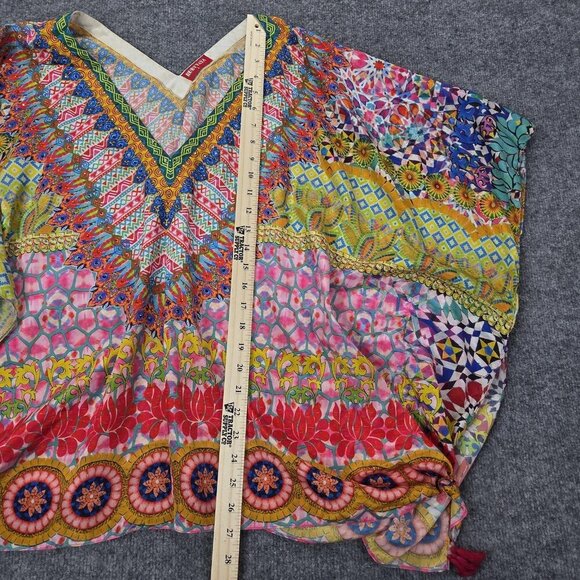 Ruby Yaya Kaftan Womens Large Multicolor Boho Tassel Embellished Top Festival - Picture 6 of 14